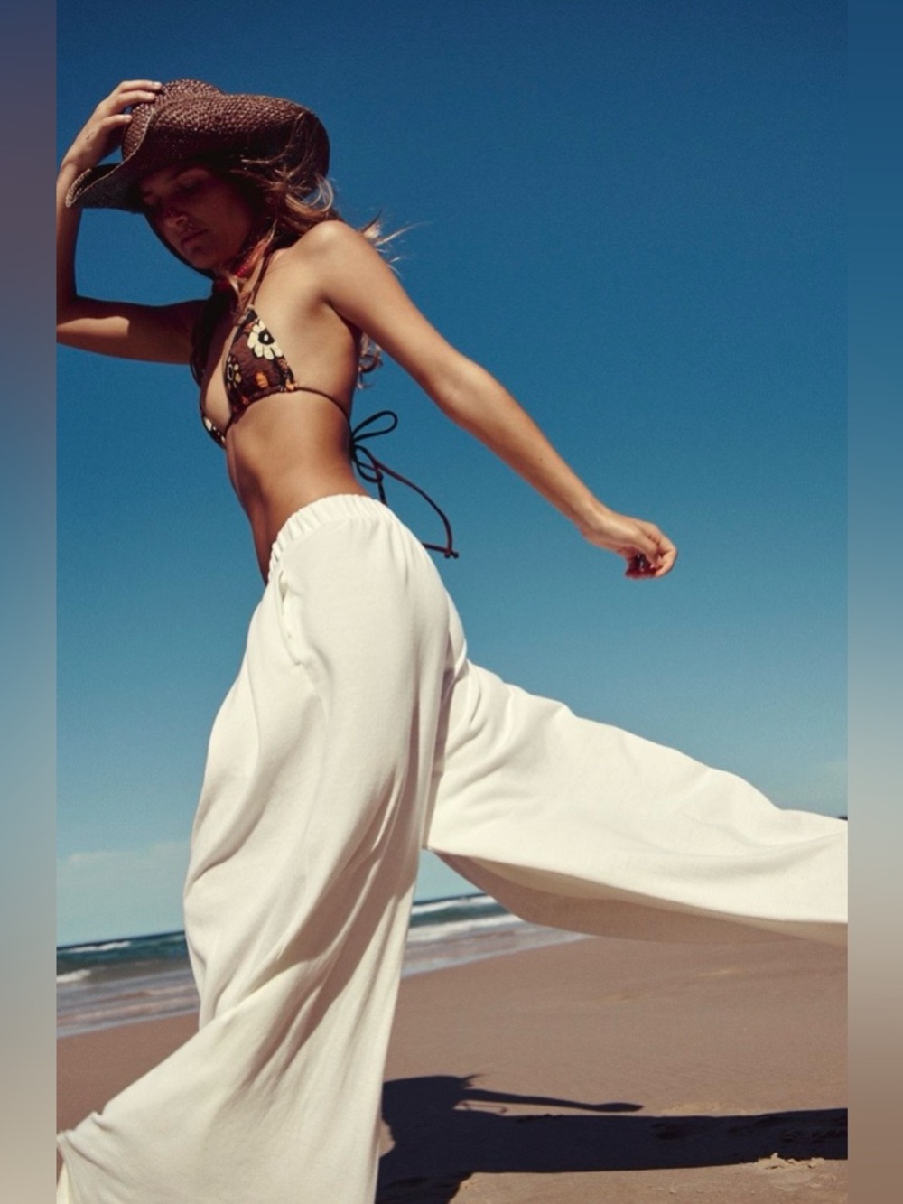 NWT FREE PEOPLE FREE EST SLOANE WIDE LEG PANTS SUGAR SWIZZLE - Picture 2 of 3